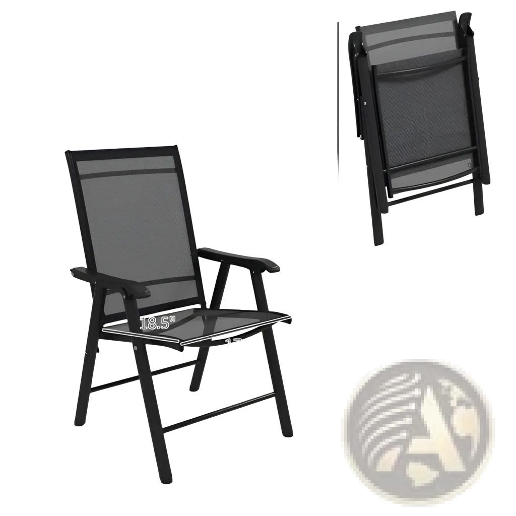 Black folding patio chair set of 4 with mesh back and seat, durable metal frame for outdoor seating