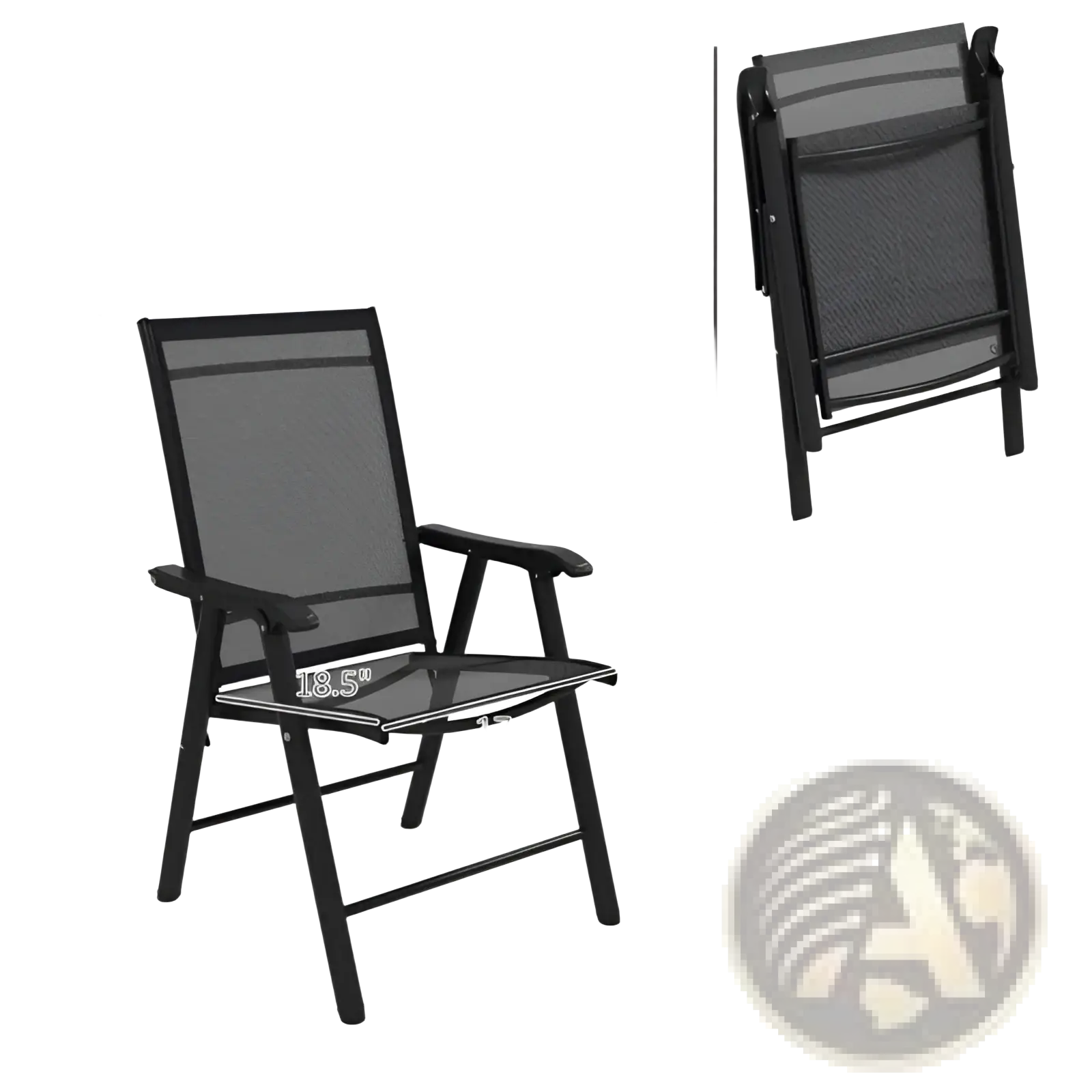 Black folding patio chair set of 4 with mesh back and seat, durable metal frame for outdoor seating