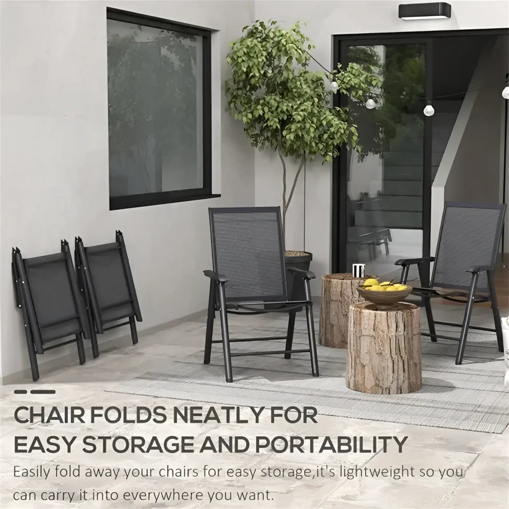 Black mesh patio chair with sleek metal frame from outdoor folding chairs set of 4 mesh patio seating