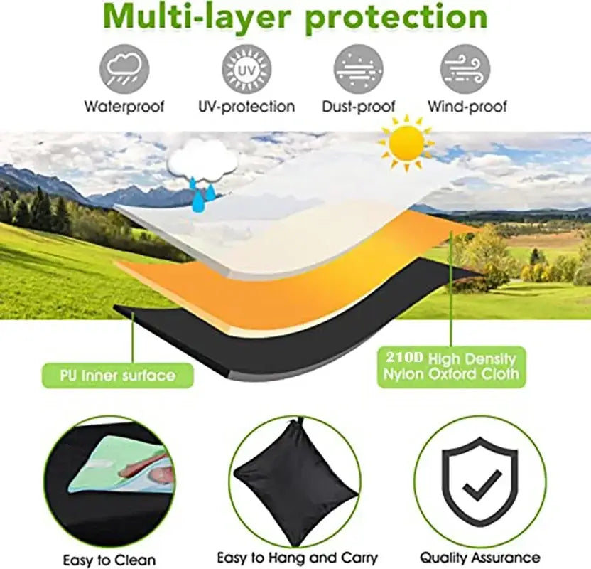 Outdoor furniture cover black 210d nylon oxford cloth with pu inner surface for waterproofing and uv protection
