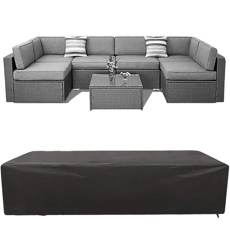 Black waterproof polyester outdoor furniture cover for wicker sectional with depth x height protection