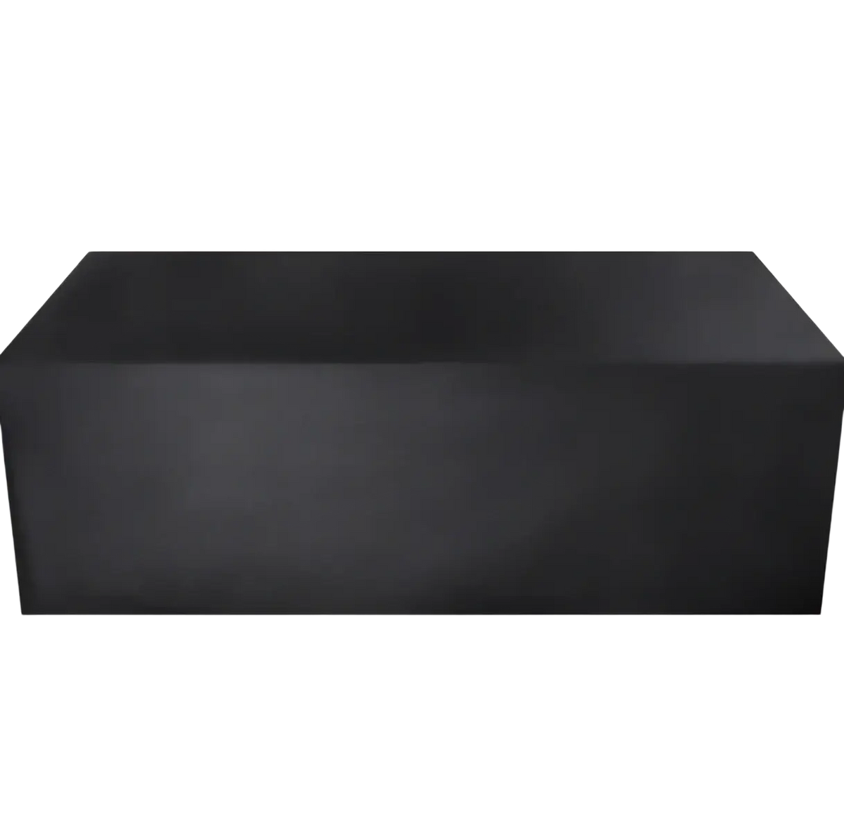 Black rectangular outdoor furniture cover made of waterproof polyester with smooth matte finish and depth x height dimensions