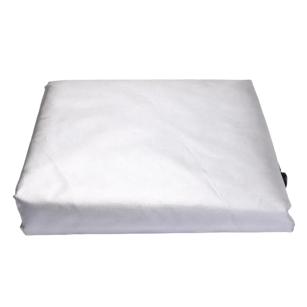 White lightweight fabric car seat cover with smooth texture and subtle sheen for outdoor furniture cover depth x height