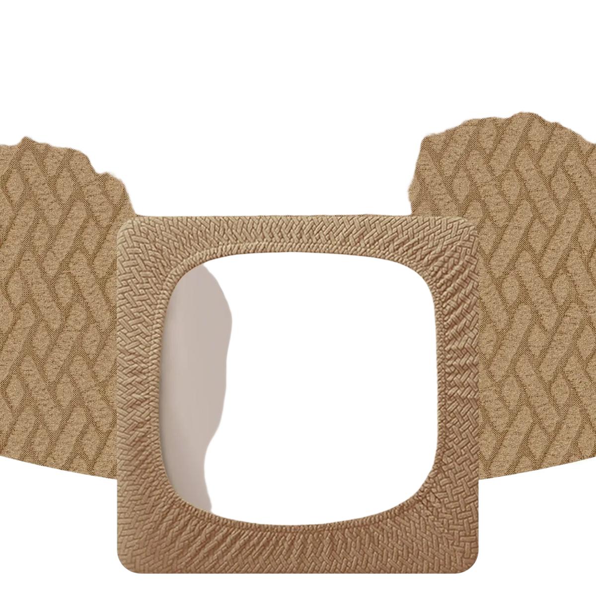 Beige elastic band with textured woven pattern and rounded corners for outdoor patio sofa cushion cover gray herringbone