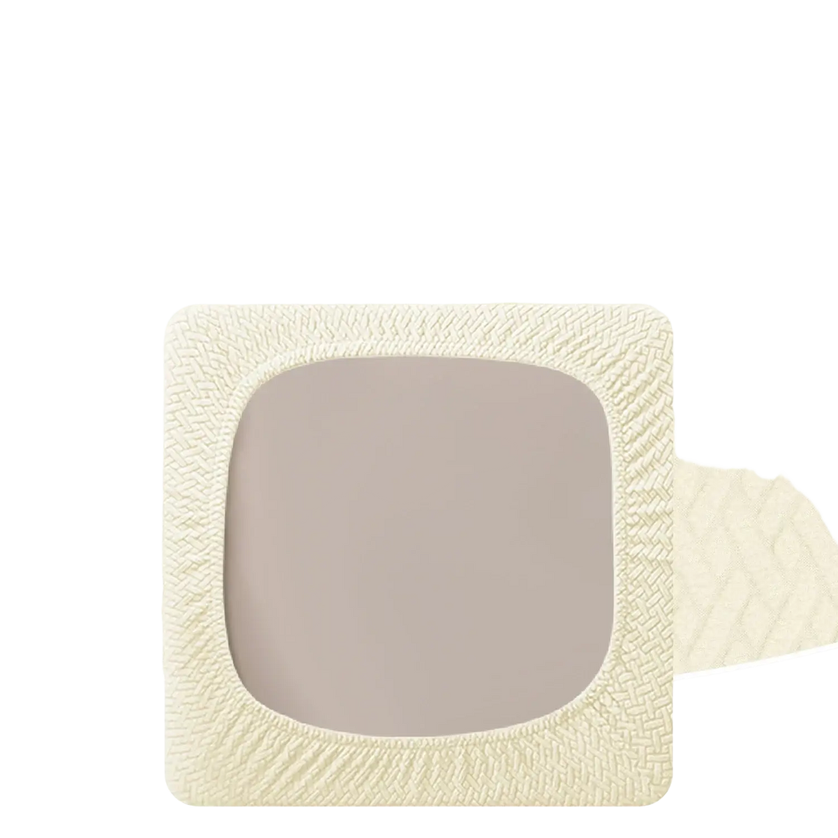 Cream-colored elastic band with textured woven pattern and rounded corners for outdoor patio sofa cushion cover gray herringbone