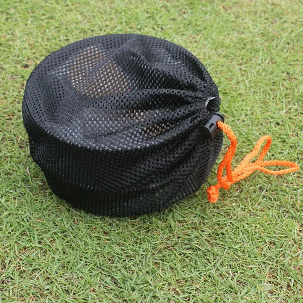 Arbaglobal 10 piece non stick camping cookware set black mesh drawstring bag with orange cord and black toggle