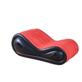 Red and black outdoor portable inflatable sofa bed with ergonomic curved design for comfortable lounging
