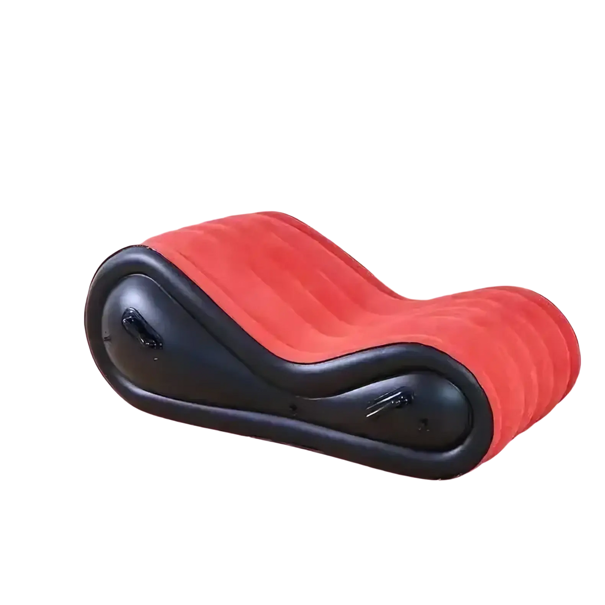 Red and black outdoor portable inflatable sofa bed with ergonomic curved design for comfortable lounging