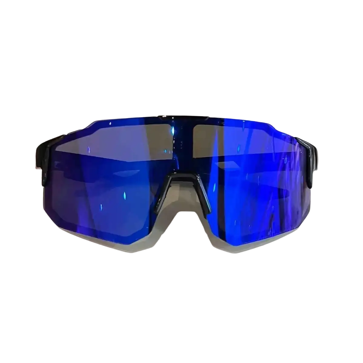 Outdoor sports cycling sunglasses with blue mirrored lenses and sleek black frame uv400 circle sunglasses