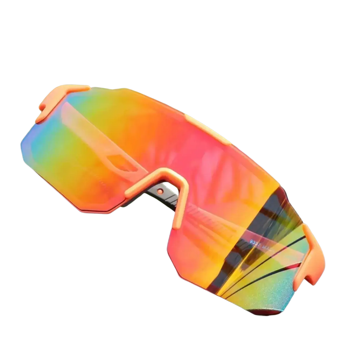 Vibrant gradient orange and rainbow-tinted outdoor sports cycling sunglasses uv400 with sleek aerodynamic frames