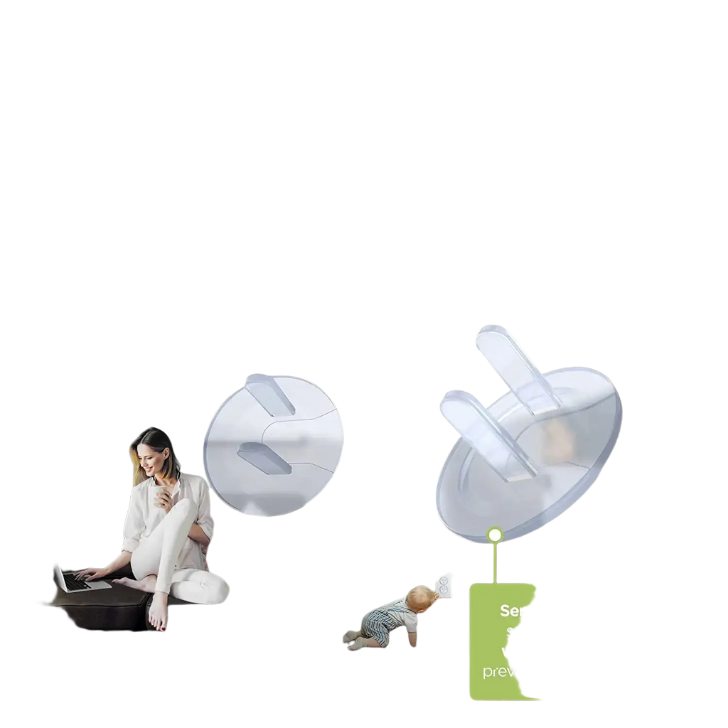 Semi-transparent white plug socket covers with integrated clips for child safety baby proofing 10 pack