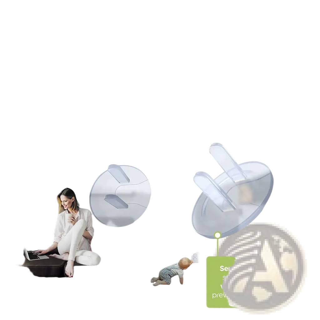Semi-transparent white plug socket covers with integrated clips for child safety baby proofing 10 pack