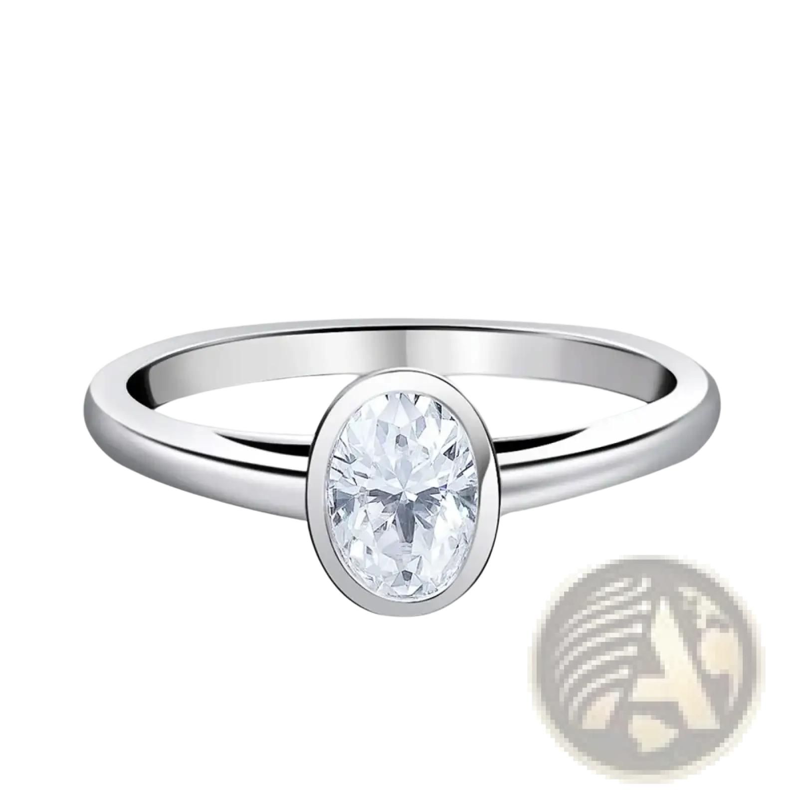 A sleek silver oval-cut moissanite engagement ring with a minimalist sterling silver band design