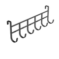 Black metal over the door 6-hook storage rack with five evenly spaced hooks for small items organization