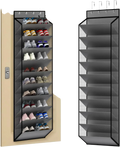 Gray mesh over the door shoe organizer with black trim and hooks for 10 tier white door shoe organizer