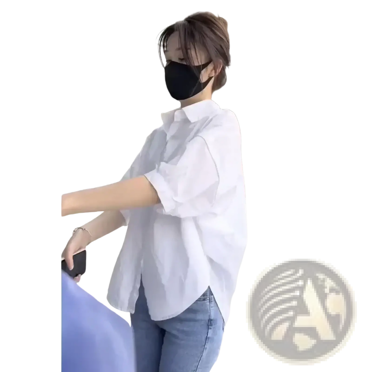 White oversized button up shirt for women with relaxed fit and short sleeves ideal for office casual wear