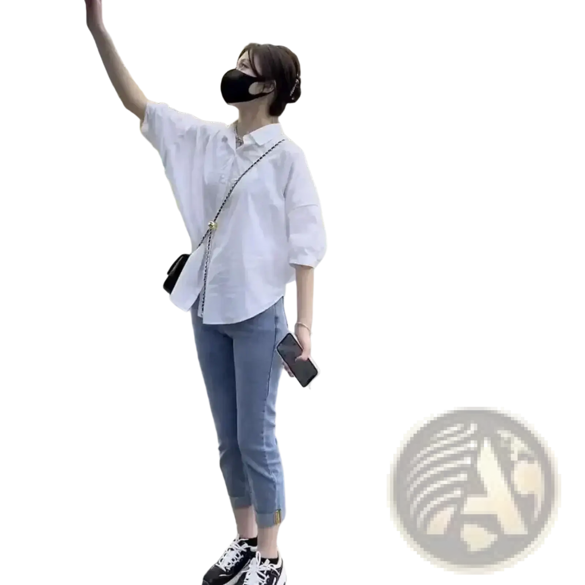 White oversized button up shirt for women with short sleeves and relaxed fit ideal for office casual wear