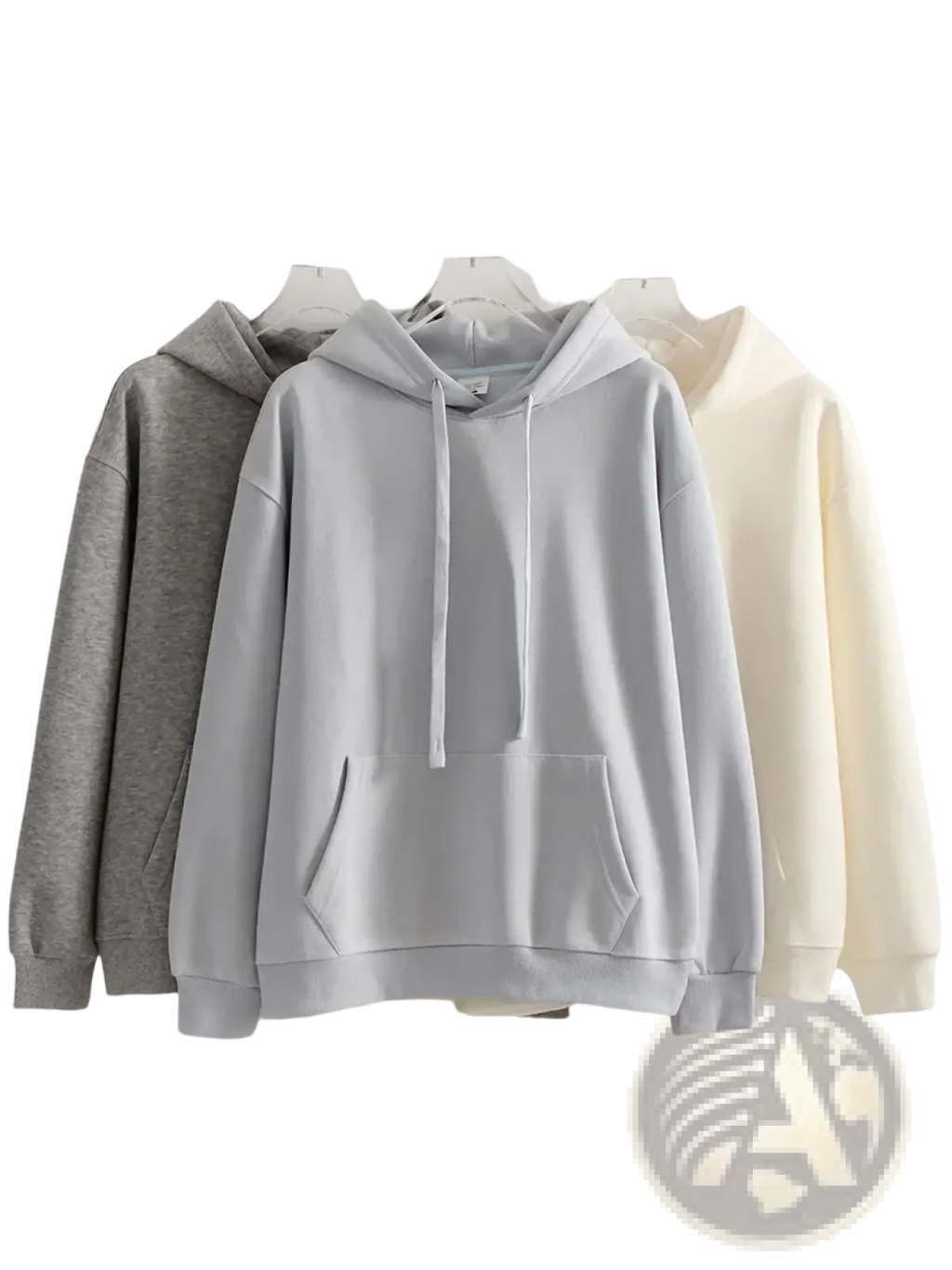 Light gray oversized cotton hoodie for women with soft cozy fabric and matching drawstrings