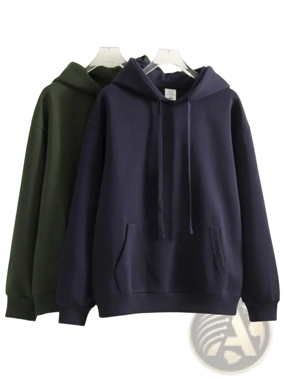 Navy blue oversized cotton hoodie for women with drawstring hood and front pockets for casual wear