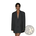 Dark gray oversized Korean style women blazer jacket with structured fit and two front buttons
