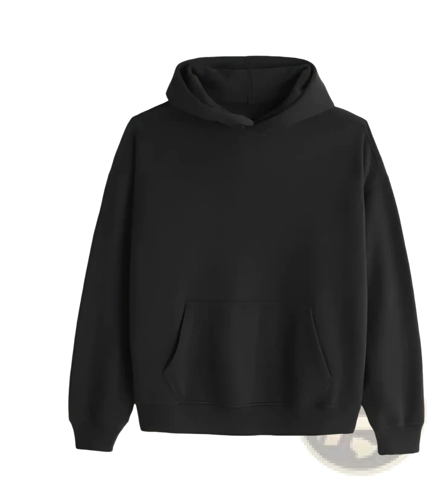 Black oversized leafy camouflage lantern sleeve hoodie with front pocket and ribbed cuffs in soft fabric