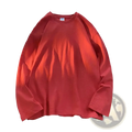 Oversized long sleeve blank t-shirt in soft rust color with relaxed fit cotton and ribbed crew neckline