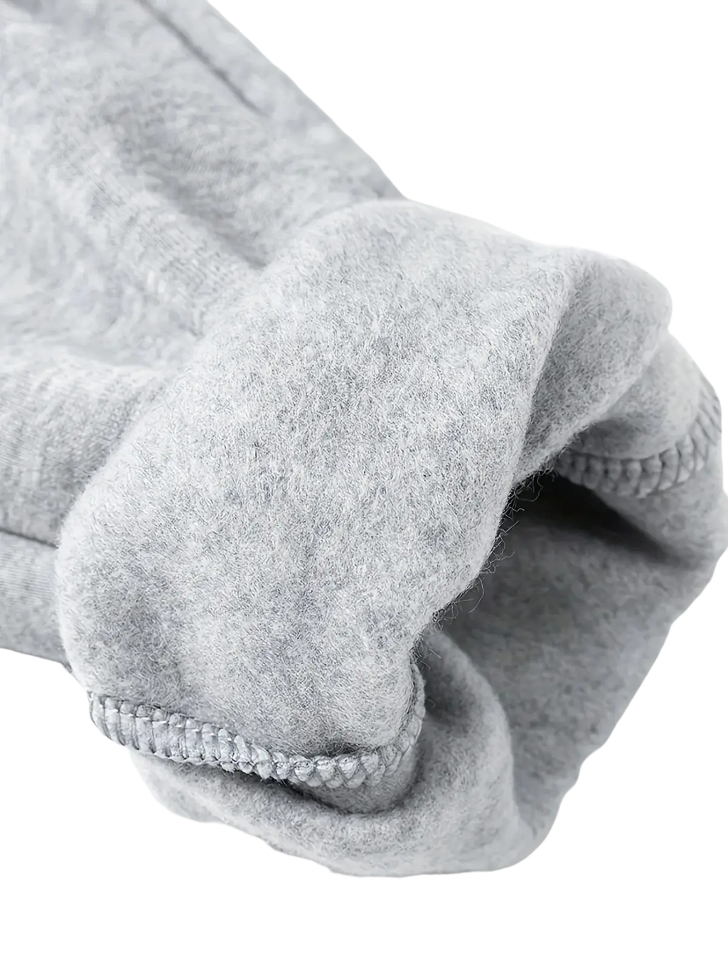 Gray fleece-lined sweatpants cuff with ribbed elastic hem complement street daily pullover hooded sweatshirt men