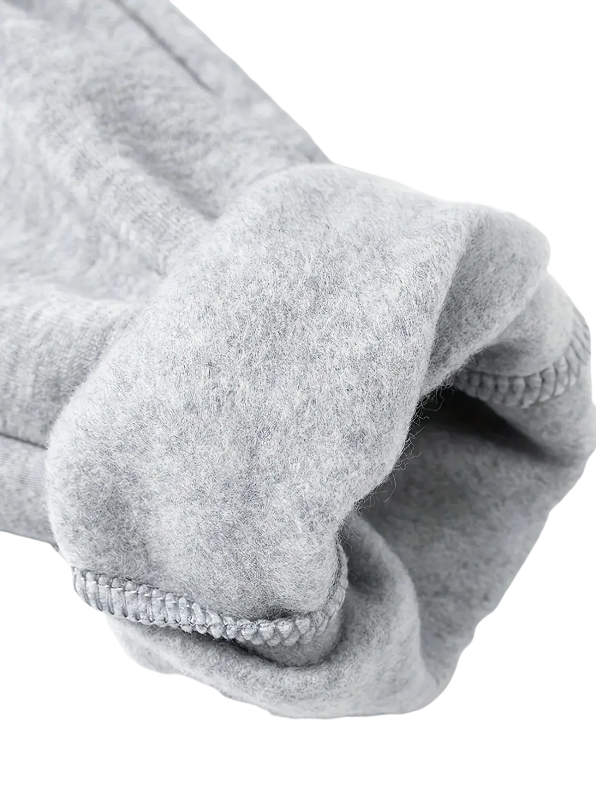 Gray fleece-lined sweatpants cuff with ribbed elastic hem complement street daily pullover hooded sweatshirt men