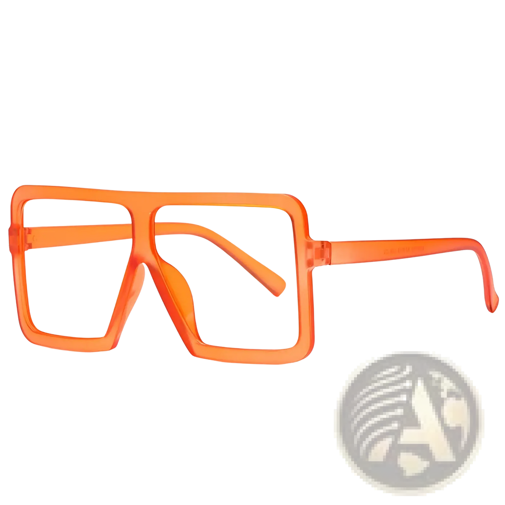 Oversized square translucent orange UV400 fashion sunglasses with a bold modern design and square frame