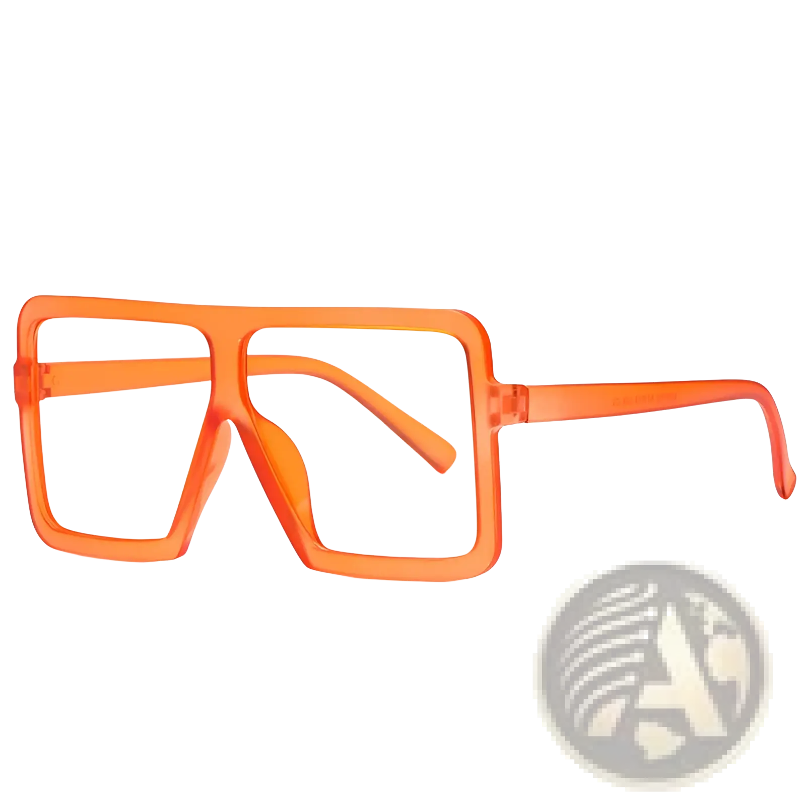 Oversized square translucent orange UV400 fashion sunglasses with a bold modern design and square frame