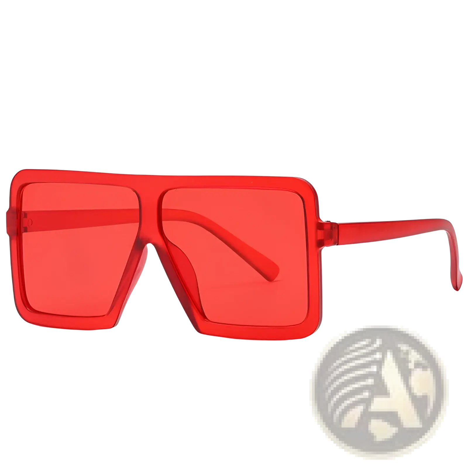 Red translucent oversized square-frame uv400 sunglasses with bold modern design for fashionable sun protection