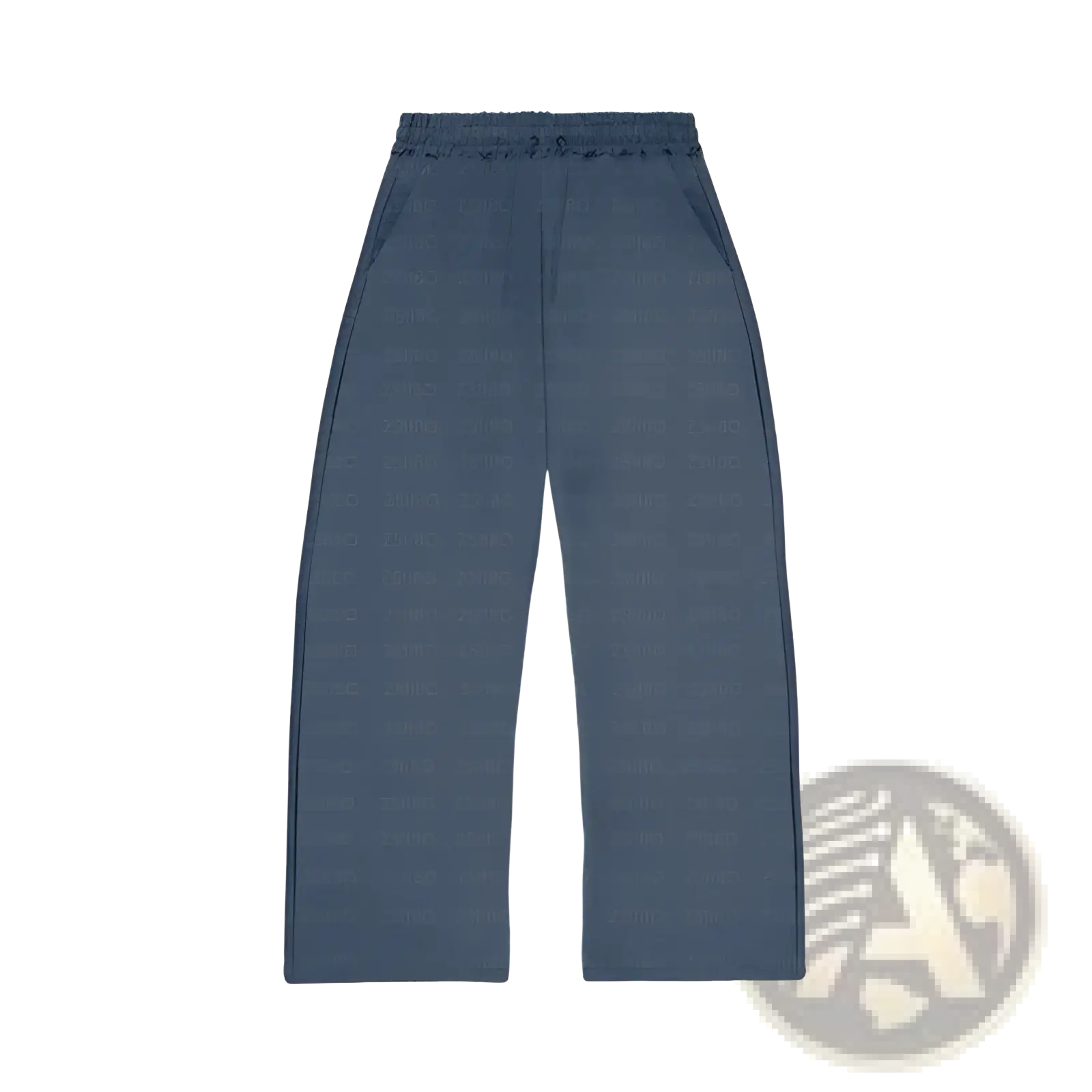 Blue textured wide-leg sweatpants with elastic waistband from oversized unisex streetwear hoodie and sweatpants set