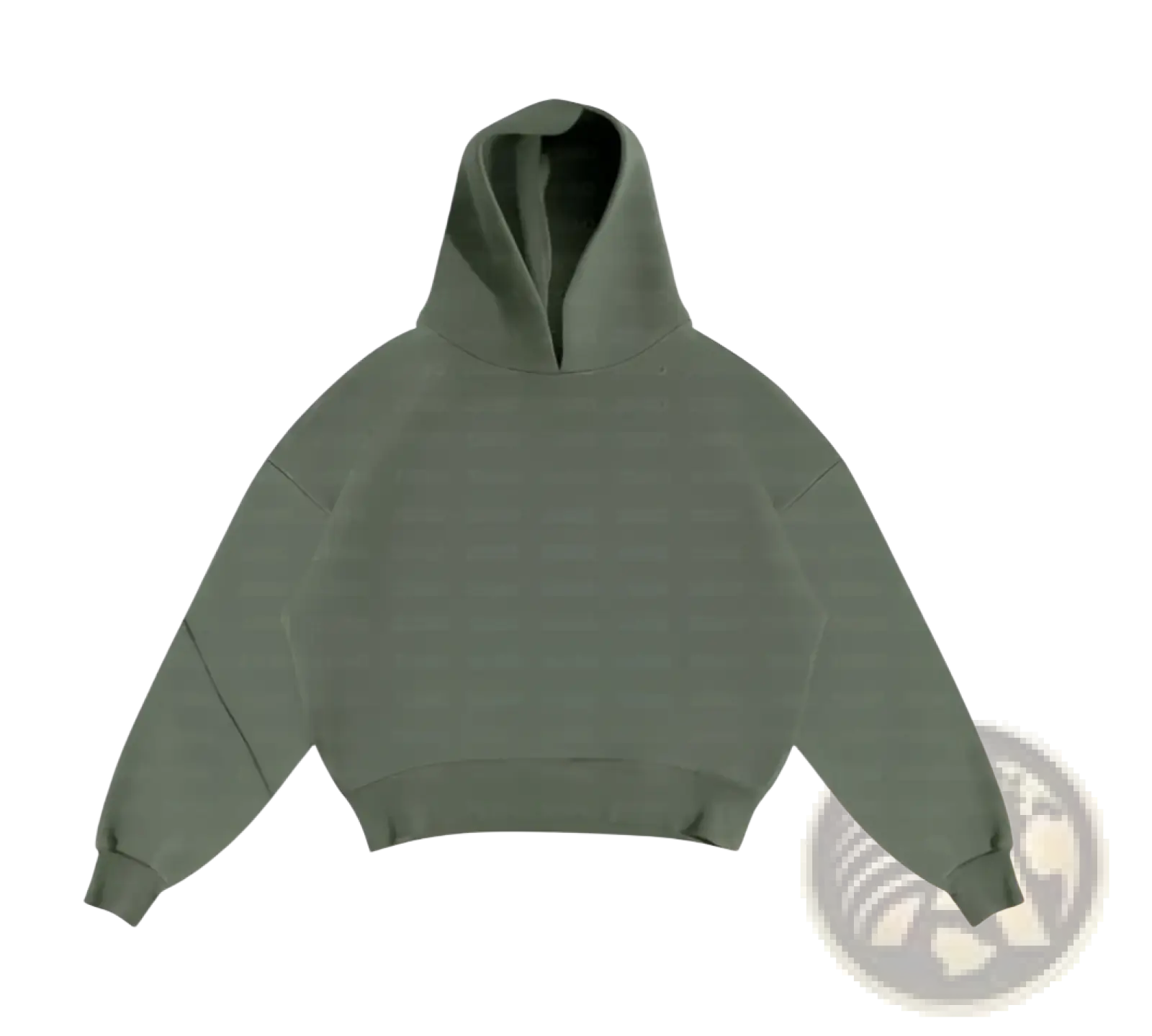 Olive green cropped hoodie with relaxed oversized fit and ribbed cuffs from oversized unisex streetwear set