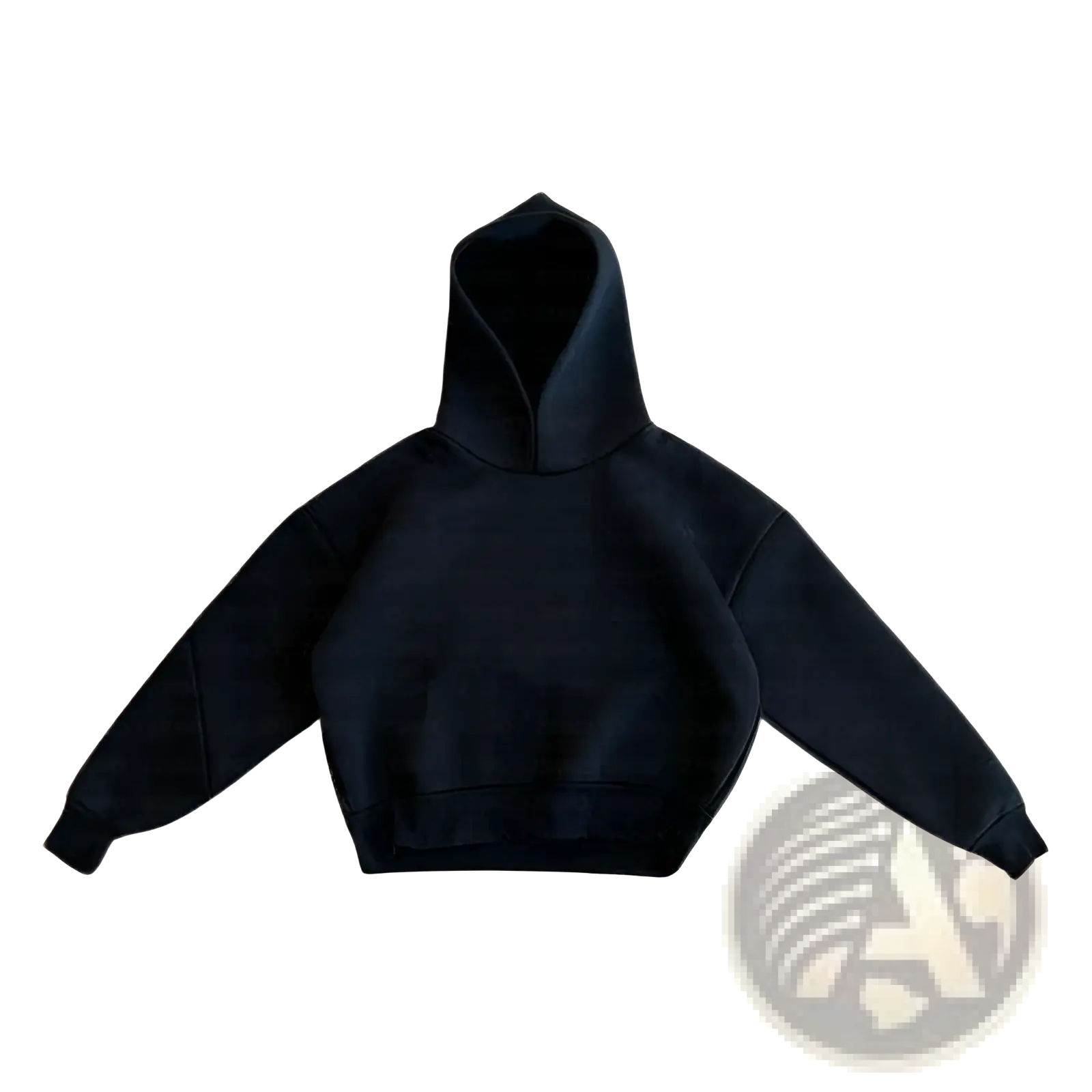 Black oversized unisex streetwear hoodie with relaxed slouchy fit and ribbed cuffs in a hoodie and sweatpants set