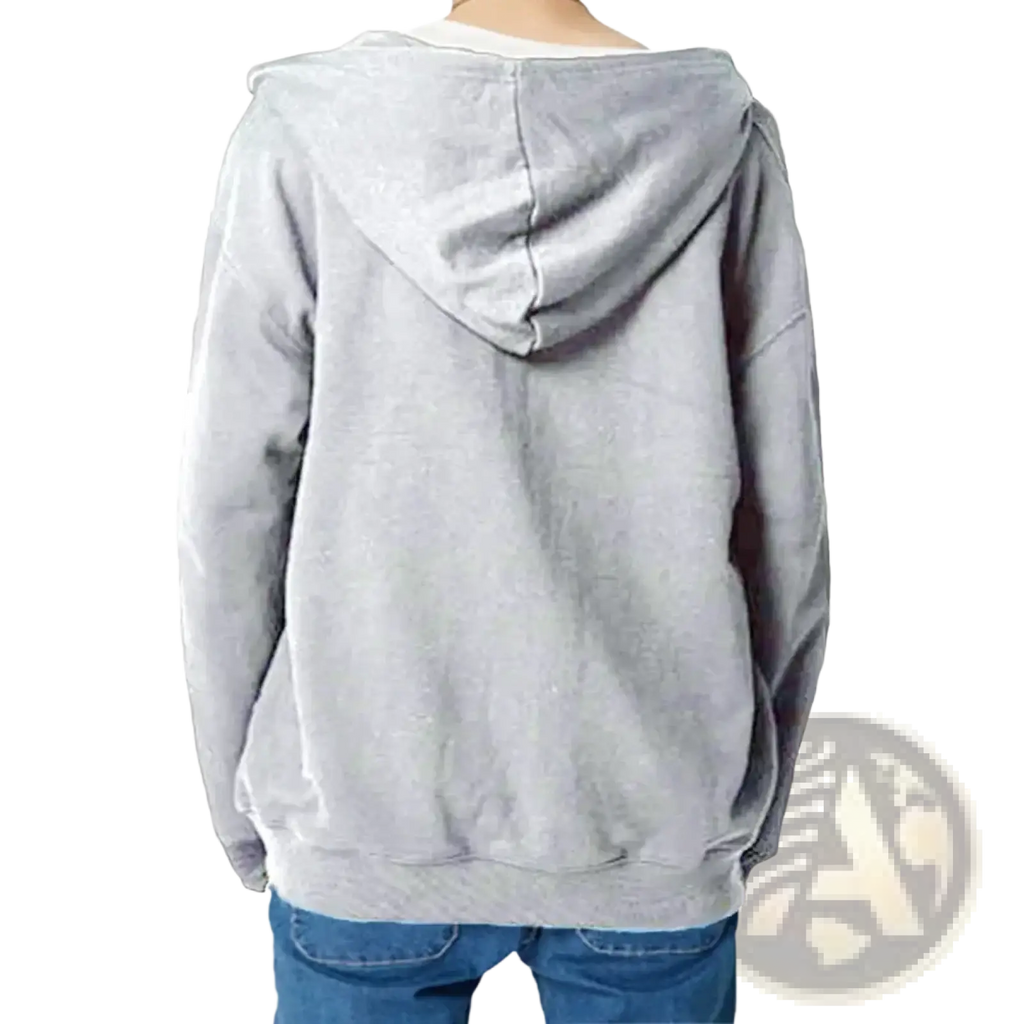 A soft heather gray oversized zip up hoodie for women made of solid fleece with a relaxed fit and ribbed cuffs