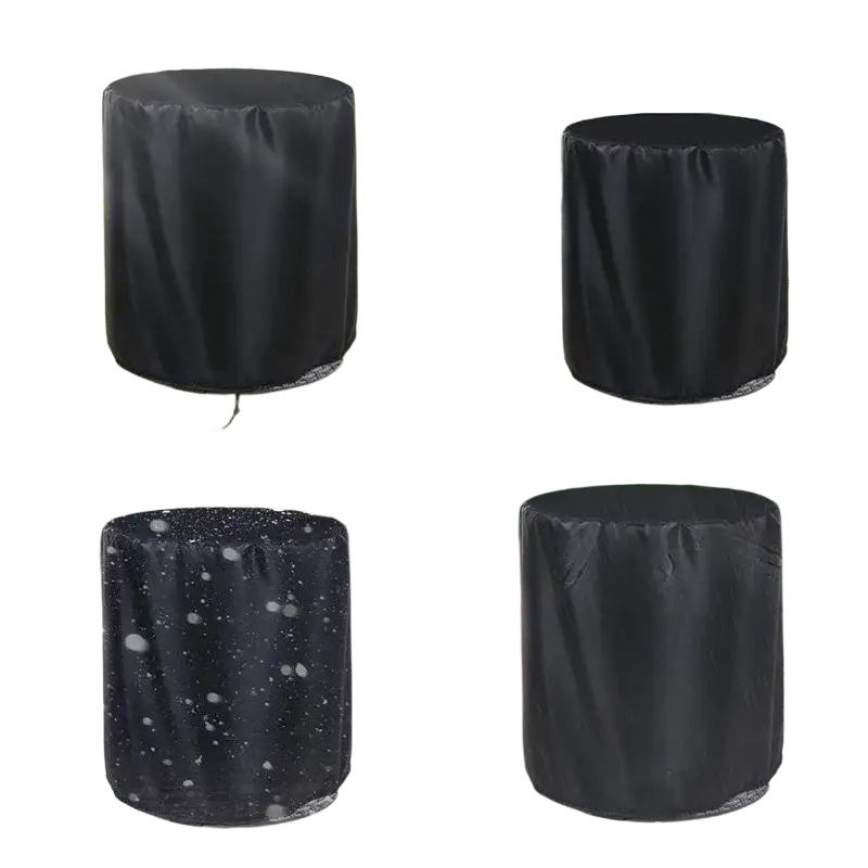 Black oxford cloth durable round table cover designed to protect outdoor furniture from uv rays wind snow and water