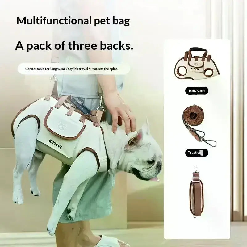 White and brown hipipet oxford cloth small dog carrier backpack with adjustable straps for comfortable long wear