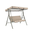 Beige oxford cloth swing canopy and seat cover set with metal frame for outdoor garden and porch swing use