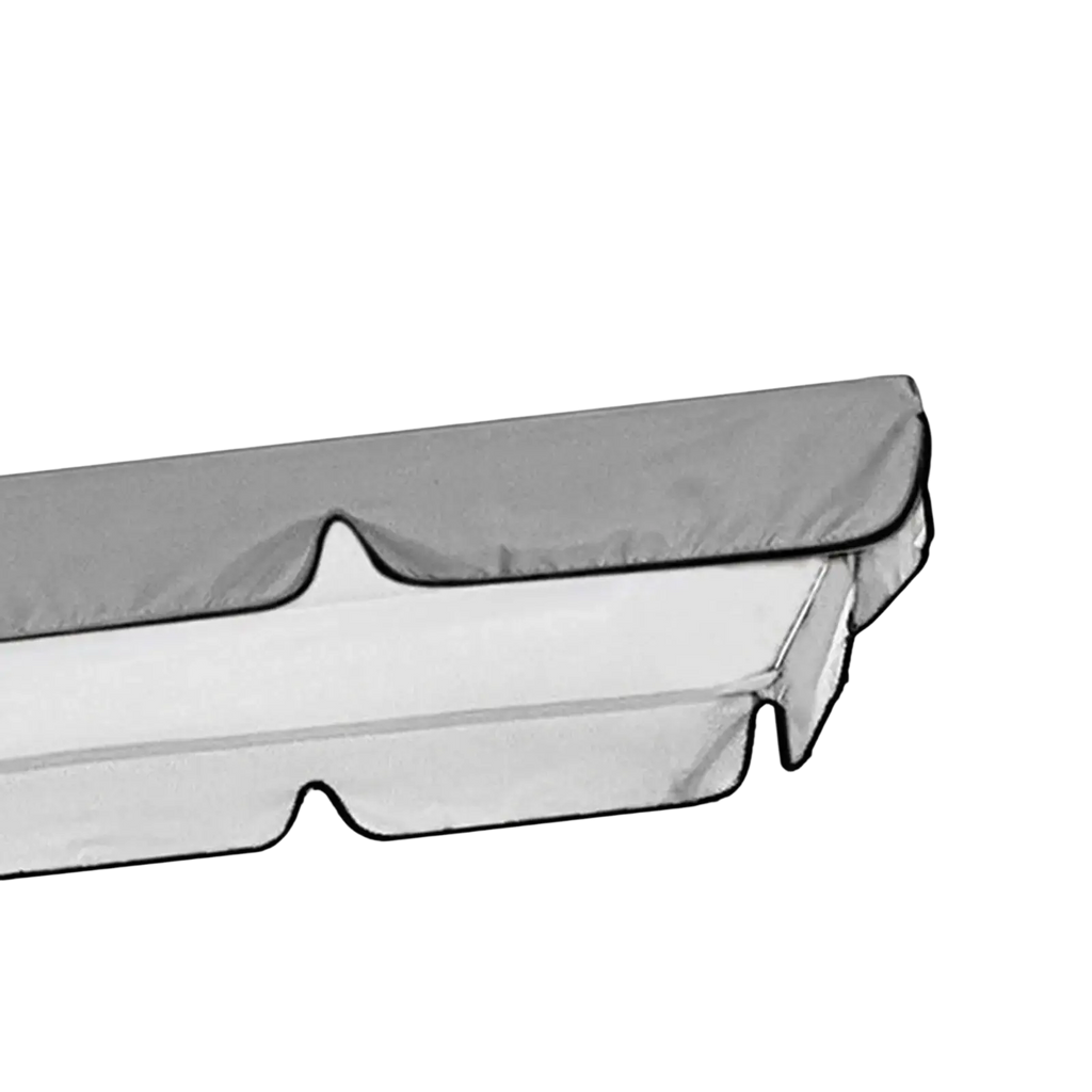 Gray oxford cloth swing canopy seat cover with reinforced seams and padded curved design for 3 seater porch swing