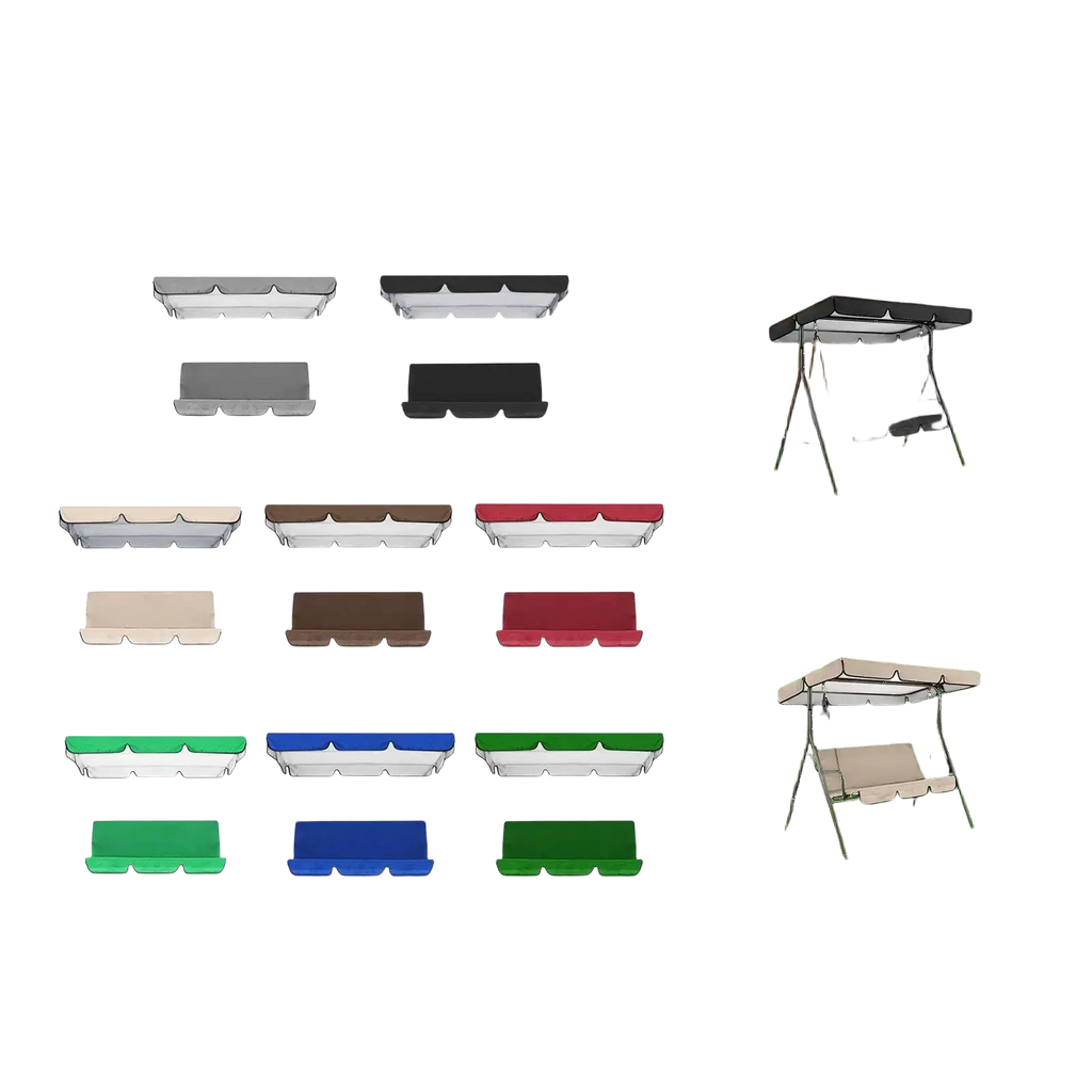 Oxford cloth swing canopy and seat cover set for 3 seater porch swing in gray black beige brown red green and blue colors