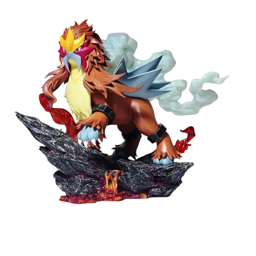 Detailed 1/20 scale resin mega charizard x statue with fiery mane and burned tower base from pallet town original shiny series