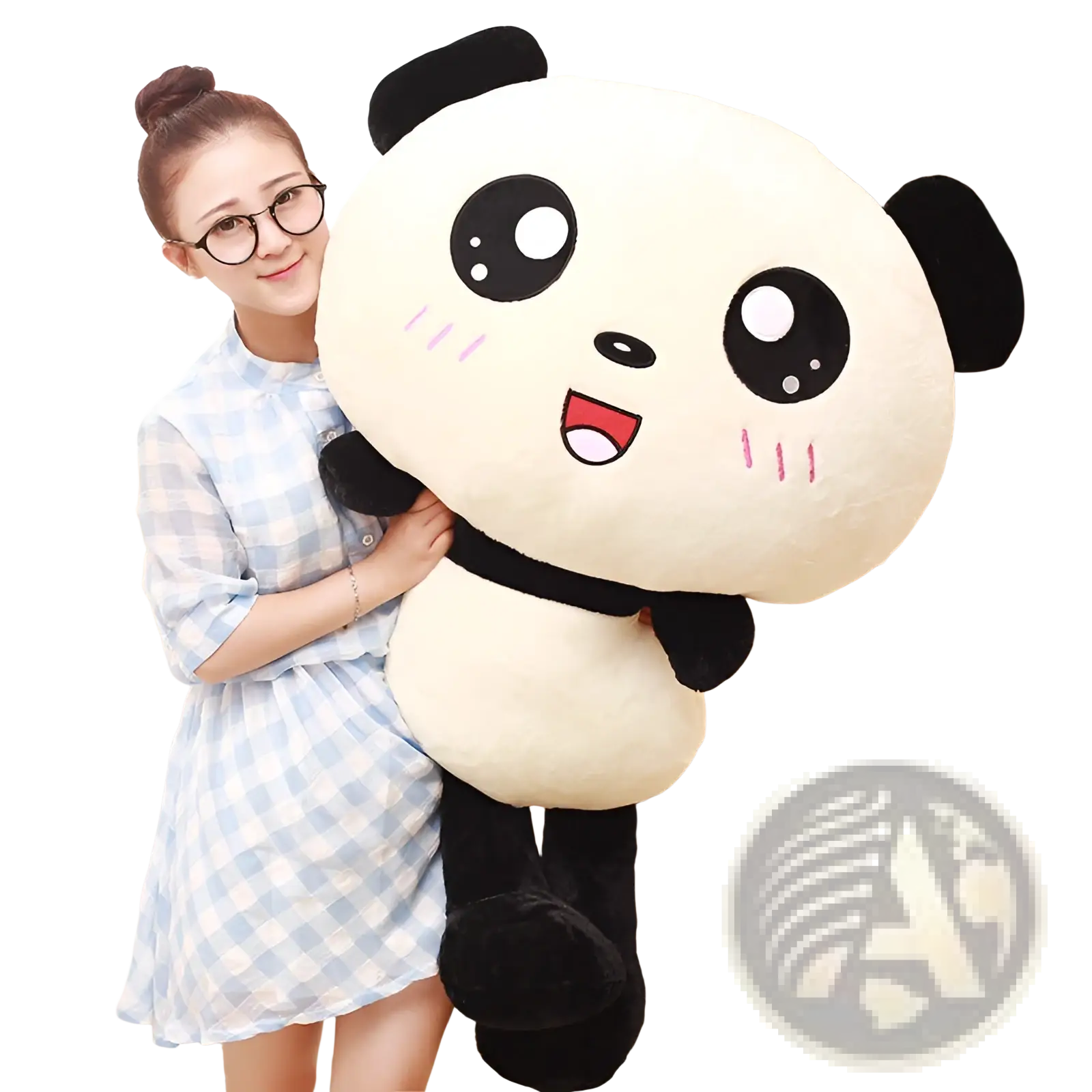 A 70cm panda plush pillow soft stuffed animal toy with black and white fur and large round eyes