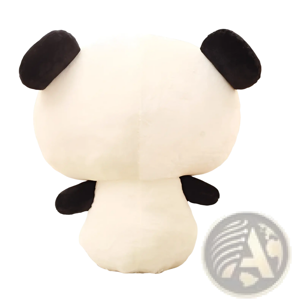 A plush panda pillow soft stuffed animal toy with a white body and black ears arms and legs measuring 70cm