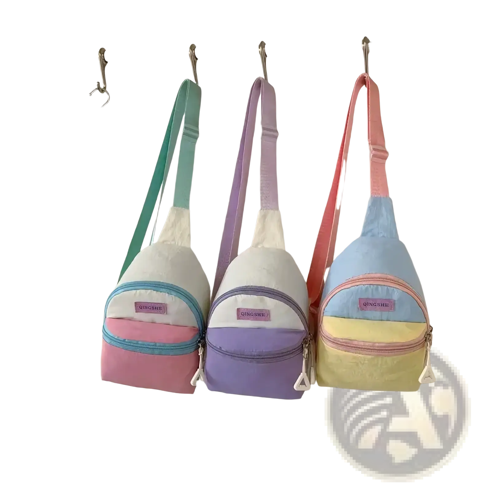 Pastel kids crossbody bag lightweight chest pack featuring soft fabric pastel colors and zipper details
