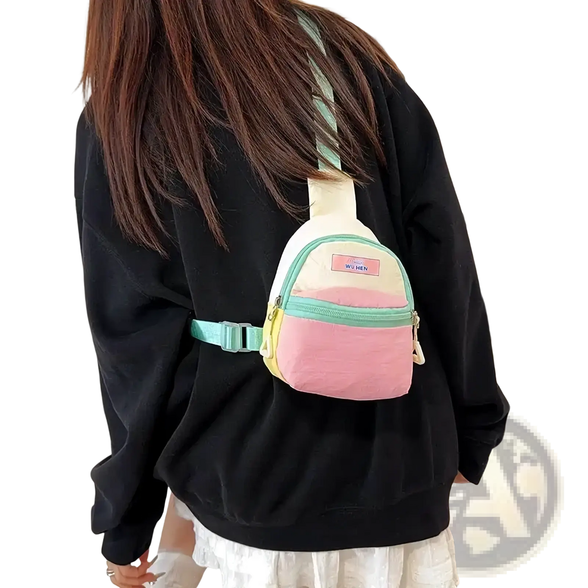 Pastel kids crossbody bag lightweight chest pack with soft fabric body and adjustable strap in pastel colors