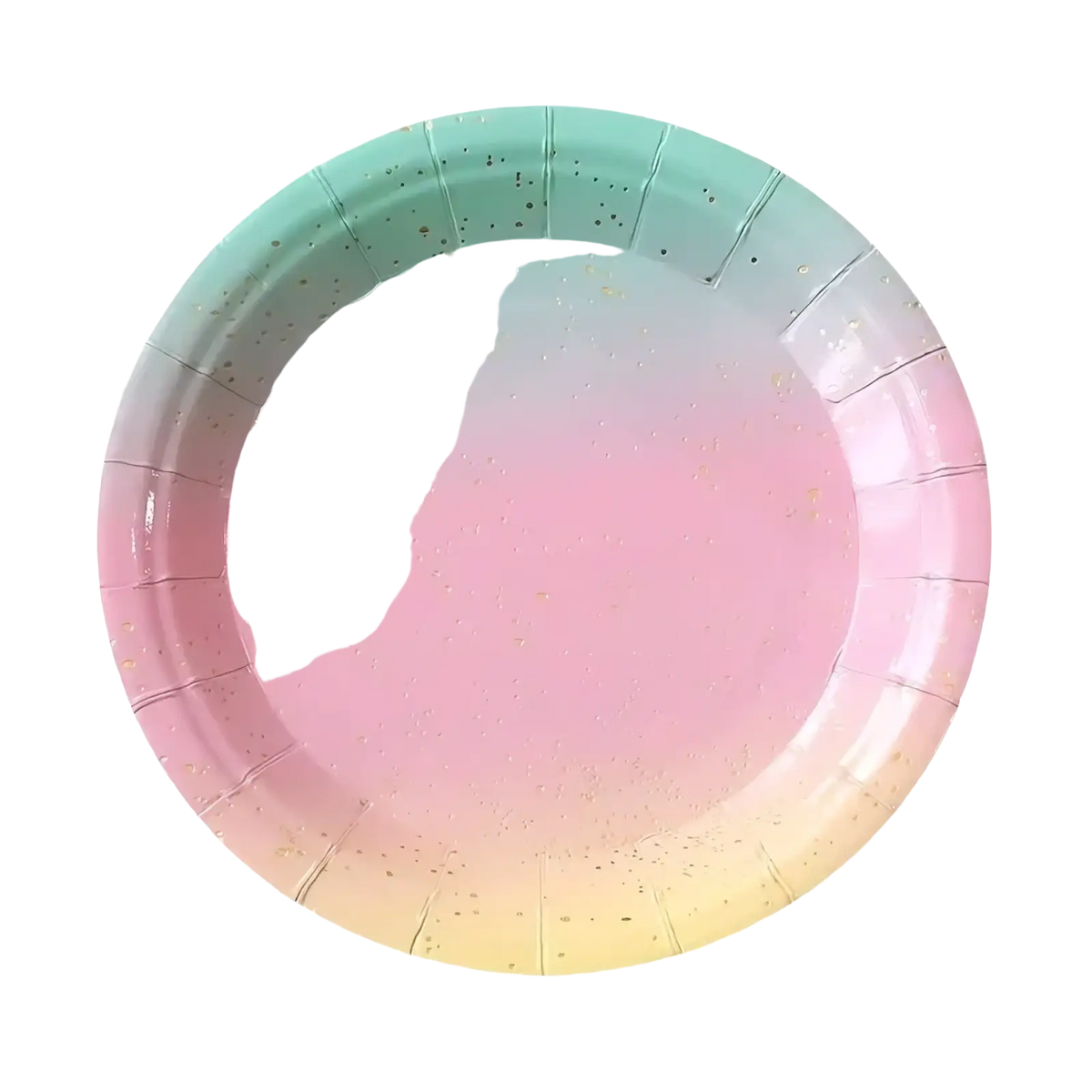Pastel rainbow party tableware set pastel gradient paper plate with pink mint green yellow ombre and gold glitter accents