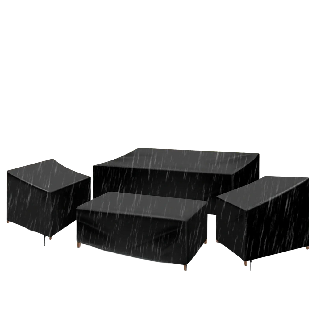 Black heavy duty oxford cloth patio furniture cover set providing waterproof protection for outdoor furniture