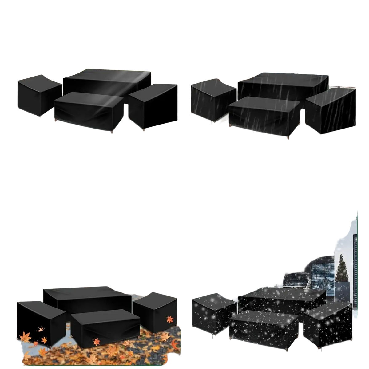 Black heavy duty oxford cloth patio furniture cover set weather-resistant for all seasons outdoor use