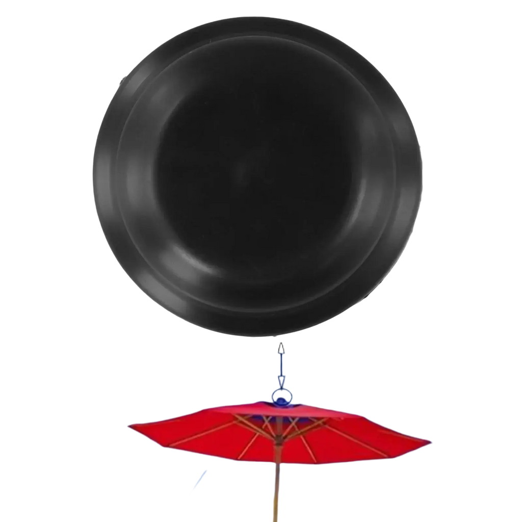 Black plastic patio umbrella replacement hat hook designed for securing outdoor patio umbrella components