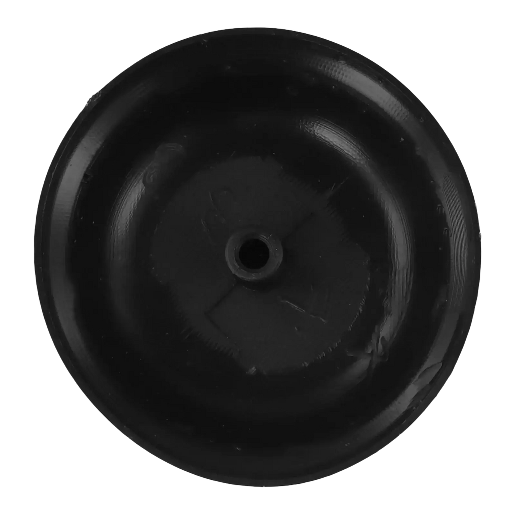Black rubber wheel with central hole for patio umbrella replacement hat made of black plastic for outdoor patio use